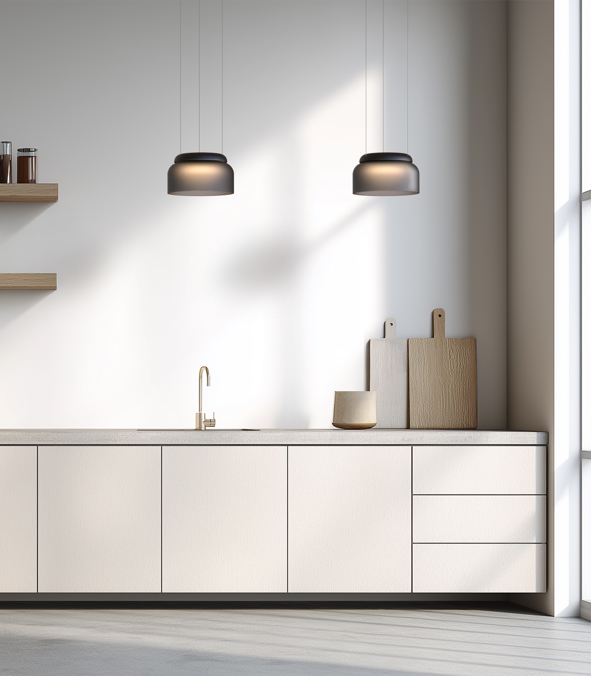 Totem Mini glass pendant lighting a room, view 3