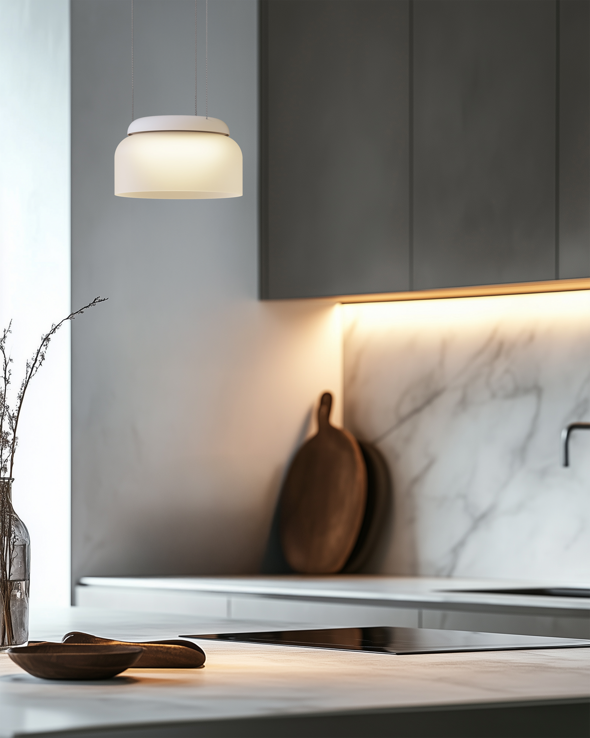 Totem Mini glass up-down pendant installed in a styled interior, scene 8