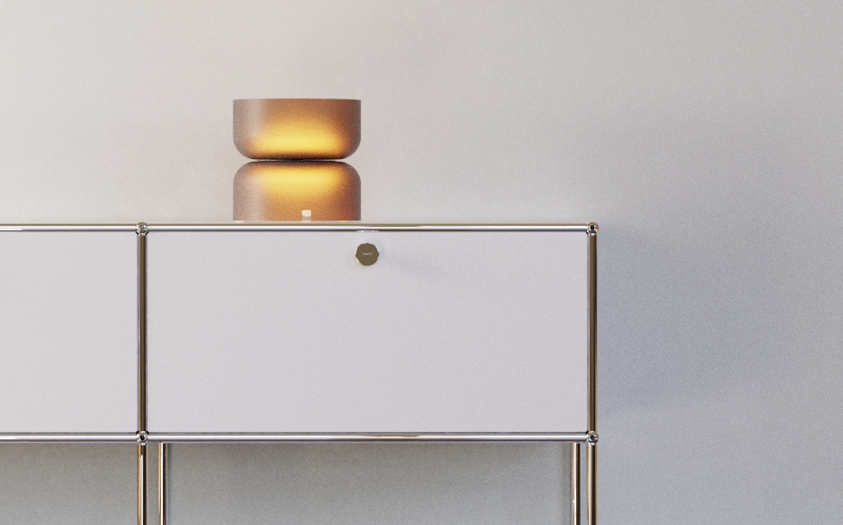 Totem Mini etched glass lamp in a furnished interior, view 7