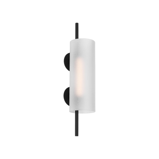 Luxury black wall sconce with etched glass shade for bathroom