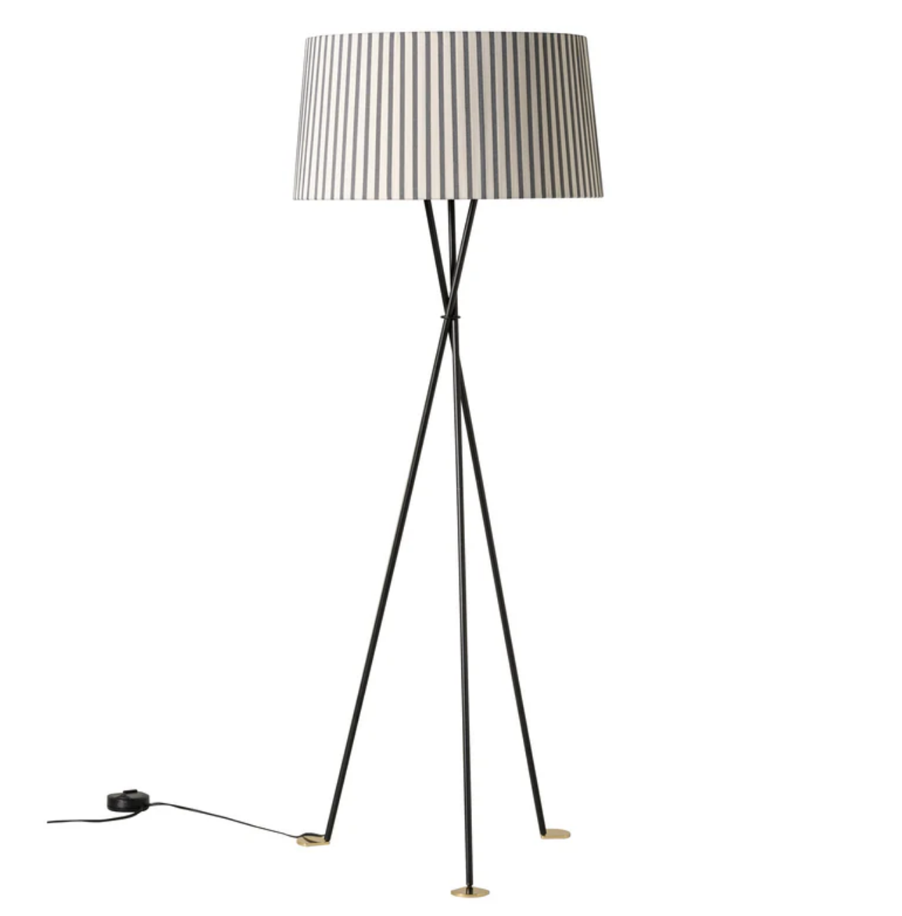 Tripode G5 floor lamp by Santa and Cole with Bretona stripe lampshade