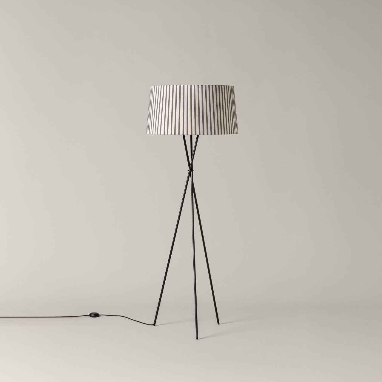 Modern Tripode G5 floor lamp with Bretona stripe lampshade