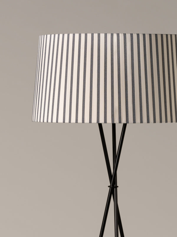 Designer floor lamp with Bretona stripe shade by Santa and Cole