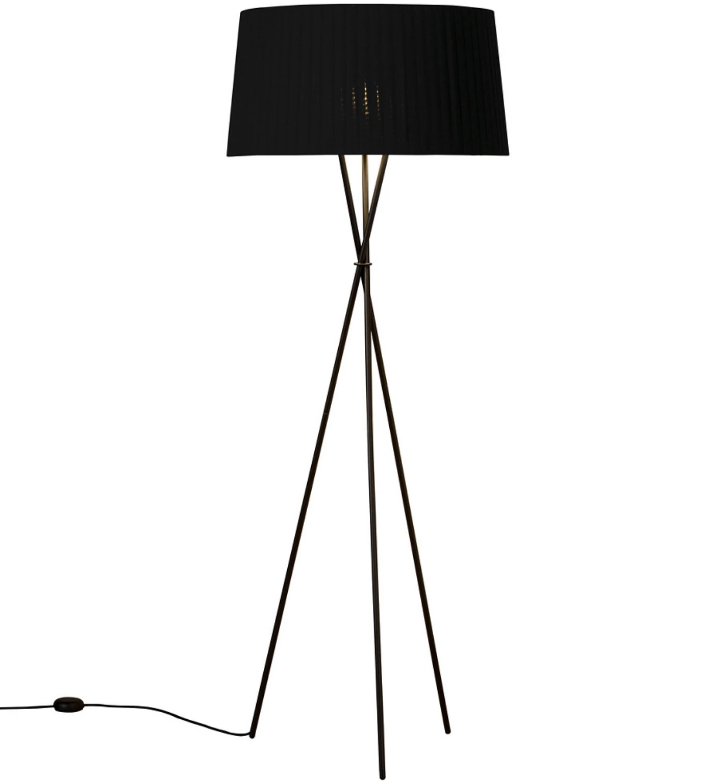 Black ribbon tripod floor lamp for modern residential interiors