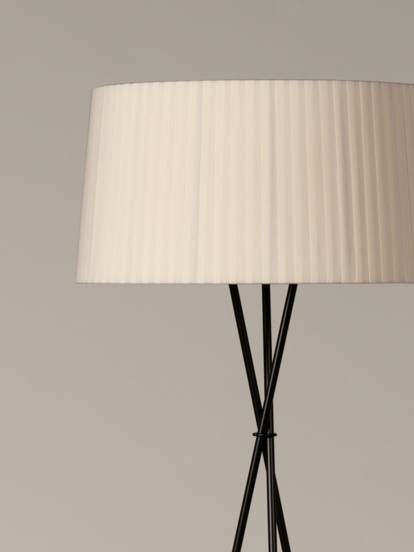 Tripode G5 floor lamp with handcrafted natural ribbon shade