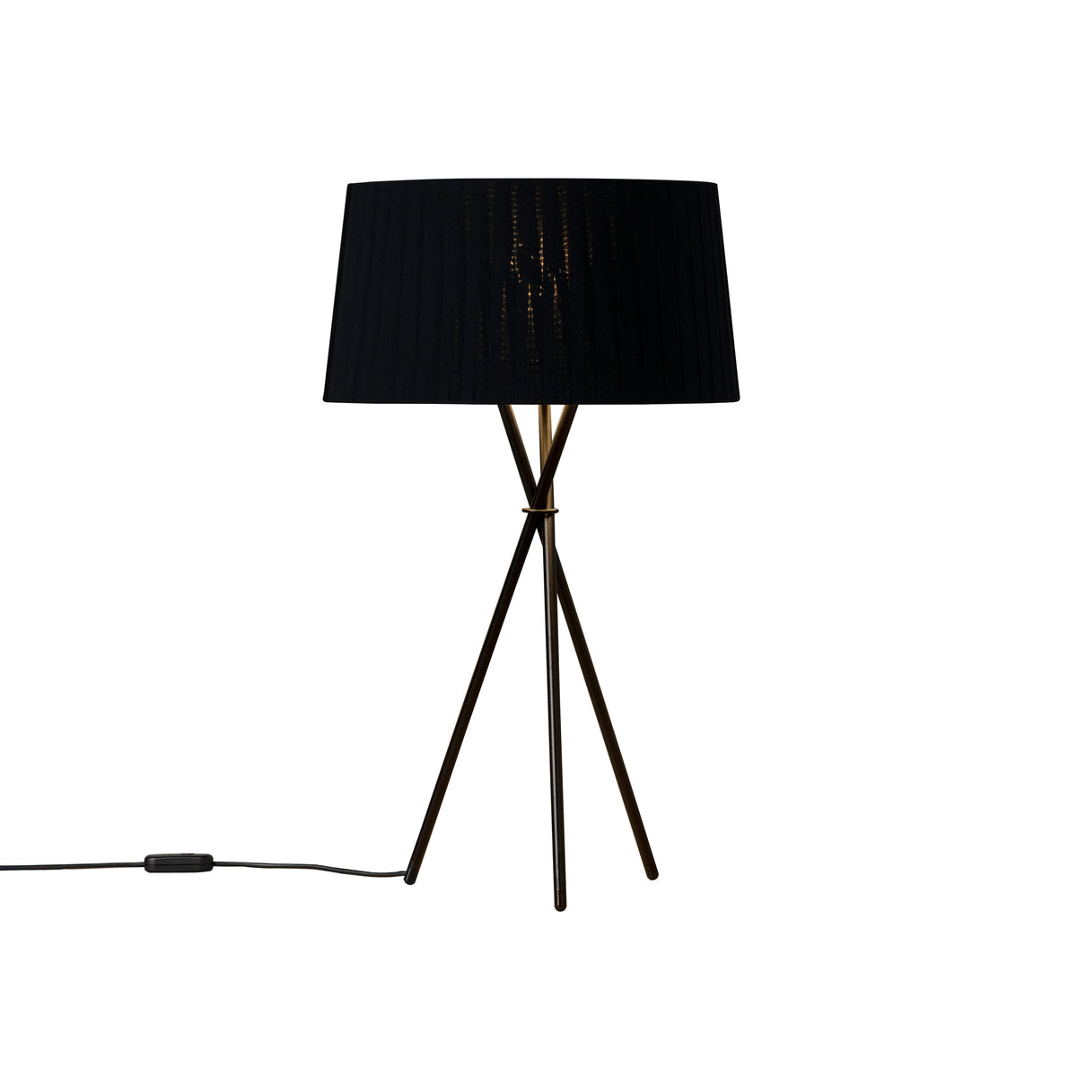 Santa & Cole Trípode G6 table lamp – black, lit, white background, image 6