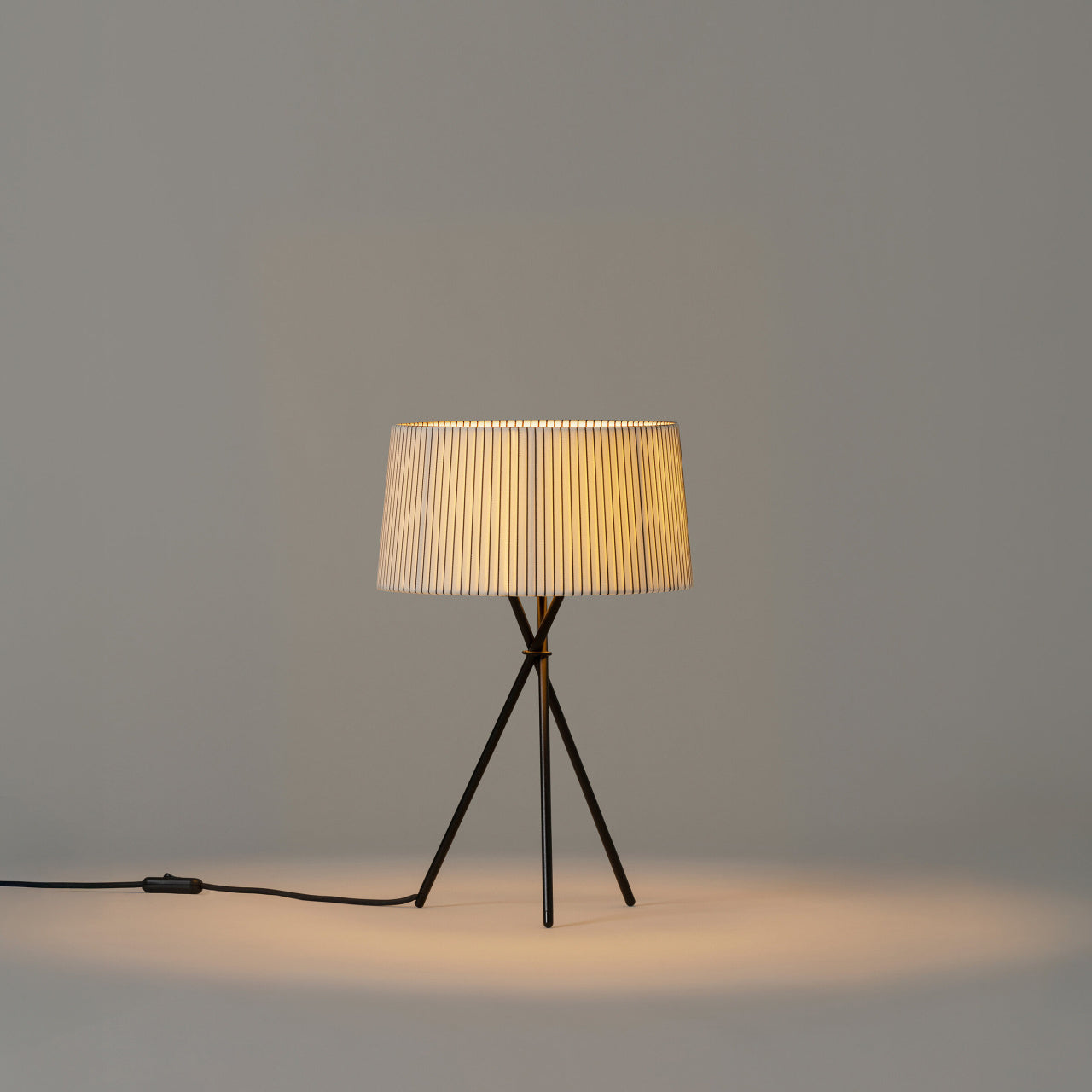 Modern ambient table lamp with striped ribbon shade
