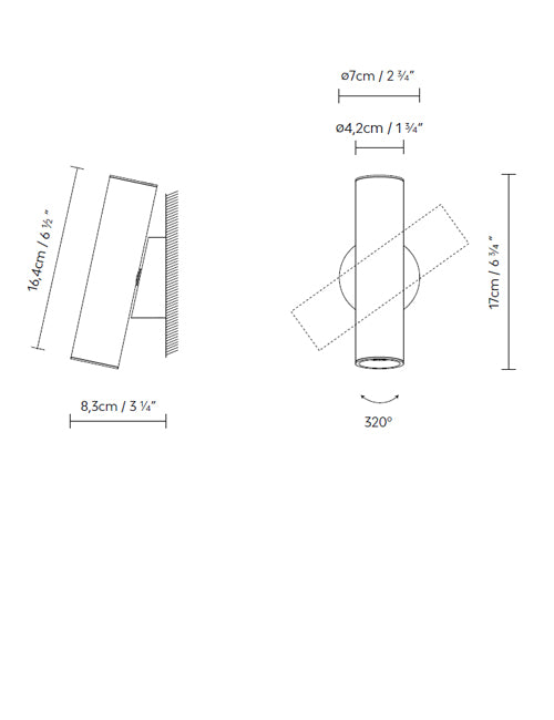 B.lux Tube W dimension drawing