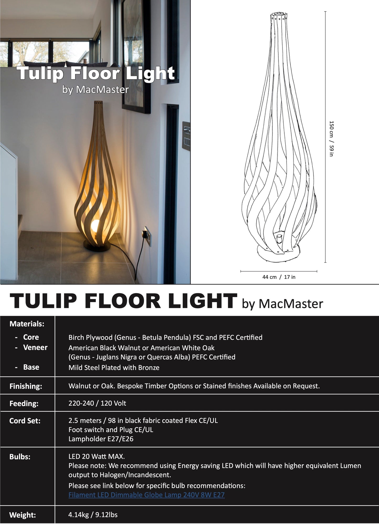 Tulip Floor Lamp by MacMaster Design England