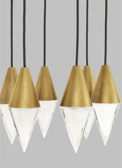 Visual Comfort Turret 6 Light Chandelier Natural Brass