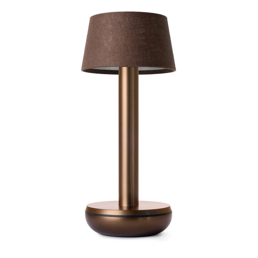 Humble Two Cordless Table Lamp by Humble, Bronze with Brown Linen Shade (image 9)