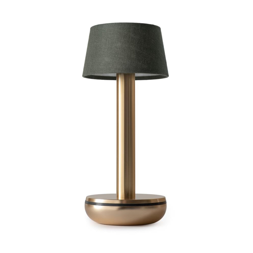 Humble Two Cordless Table Lamp by Humble, Gold with Emerald Linen Shade (image 8)