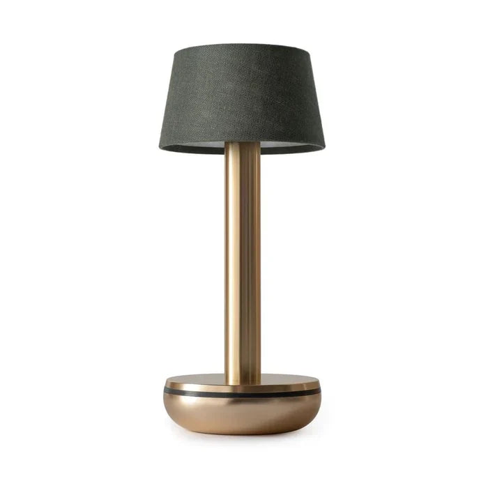 Humble Two V2 Cordless Table Lamp by Humble, Gold with Emerald Linen Shade (image 8)