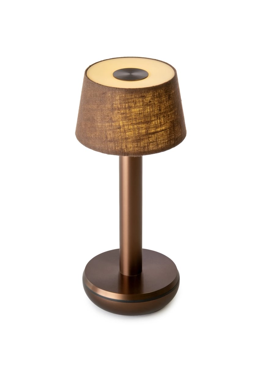 Humble Two Cordless Table Lamp by Humble, Bronze with Brown Linen Shade (image 40)
