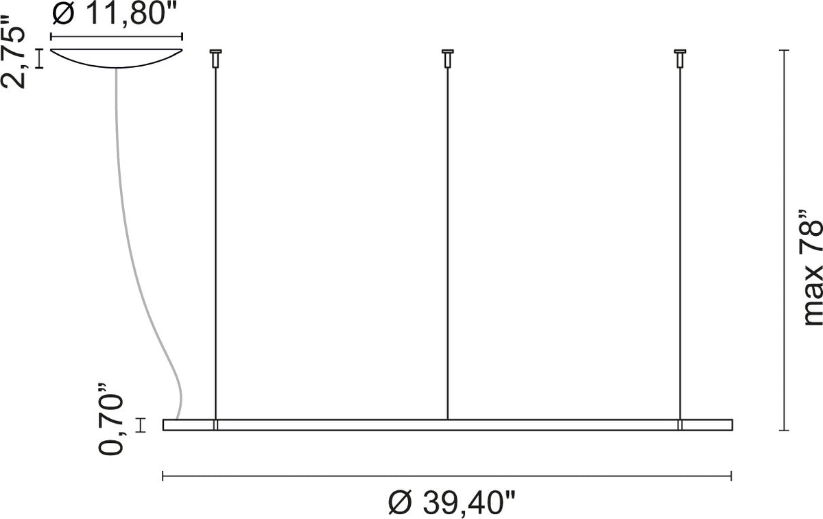 Egoluce Lancia Tonda dimension drawing, Medium