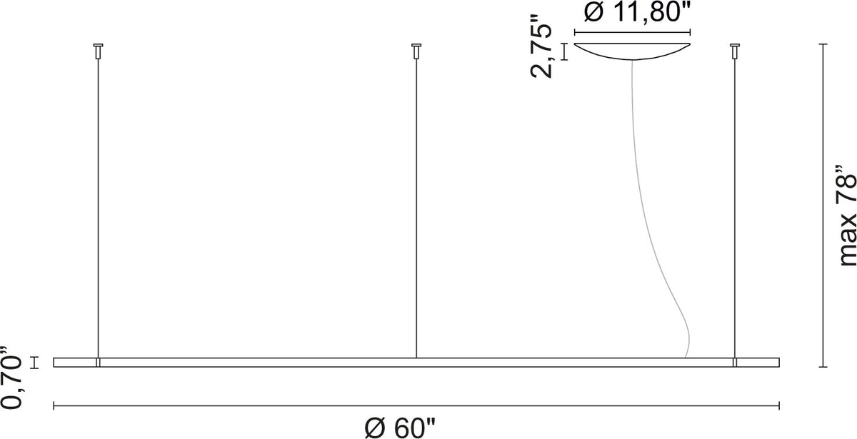 Egoluce Lancia Tonda dimension drawing, Large