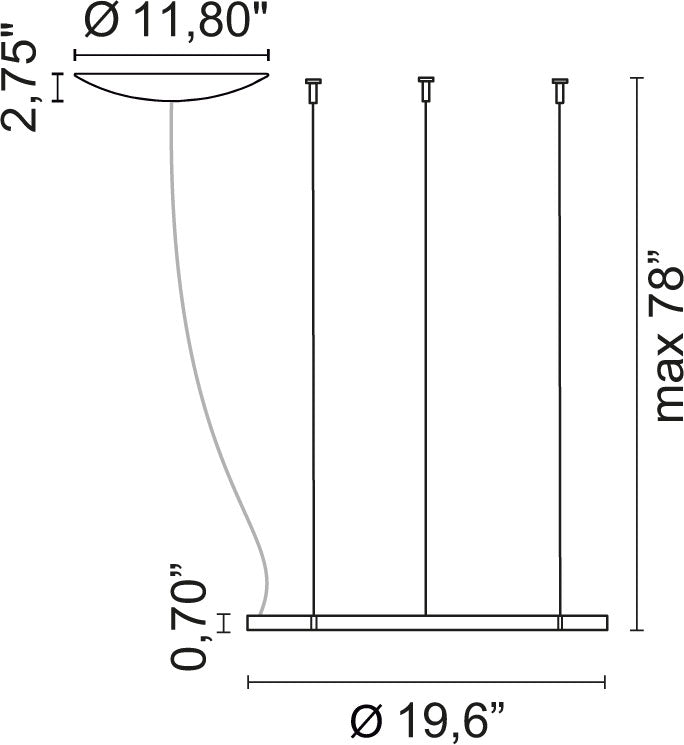 Egoluce Lancia Tonda dimension drawing, Mini