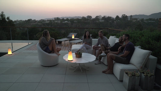 Pablo Designs Uma Sound Table Lamp alternate angle highlighting design profile