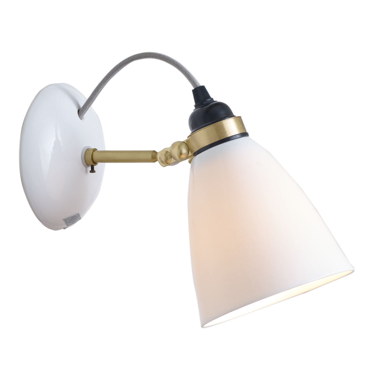 Hector 30 Medium Dome Wall Light by Original BTC, Satin Brass w Grey Cable (photo 2)