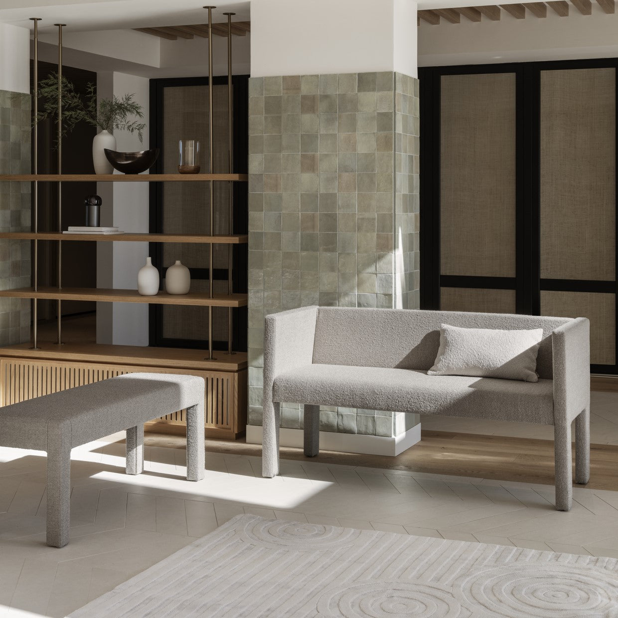 blomus Uzu Viscose Area Rug Beige Small 79" x 55"