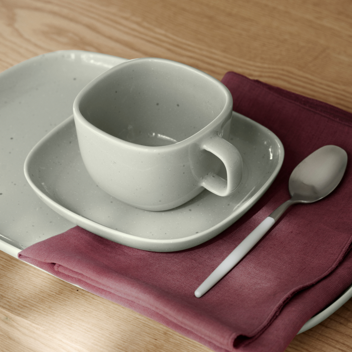 blomus VAHLO Coffee Cups & Saucers 7 oz, Set of 2 – VAHLO coffee cup set in a styled setting (1)