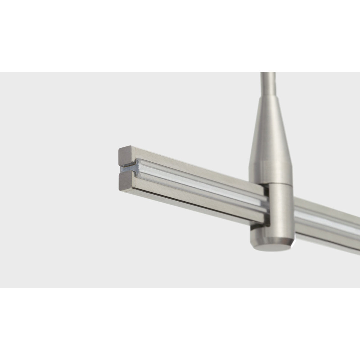 Visual Comfort MonoRail End Caps in Satin Nickel, installed or detail view