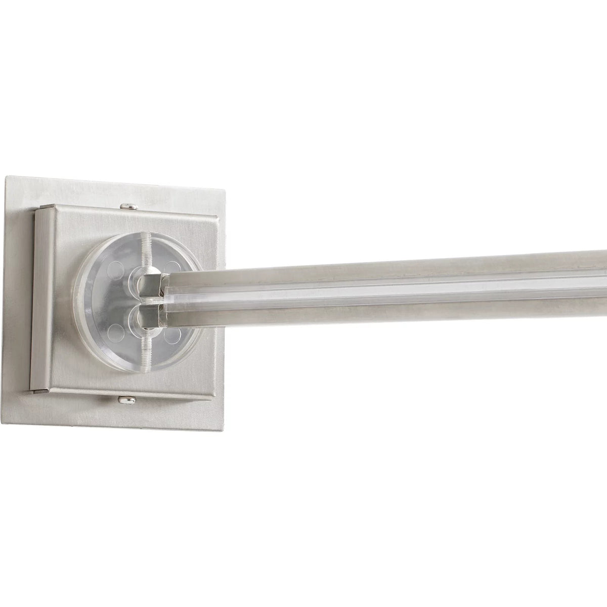 Visual Comfort MonoRail 2" Square Direct-End Power Feed in Satin Nickel, installed or detail view