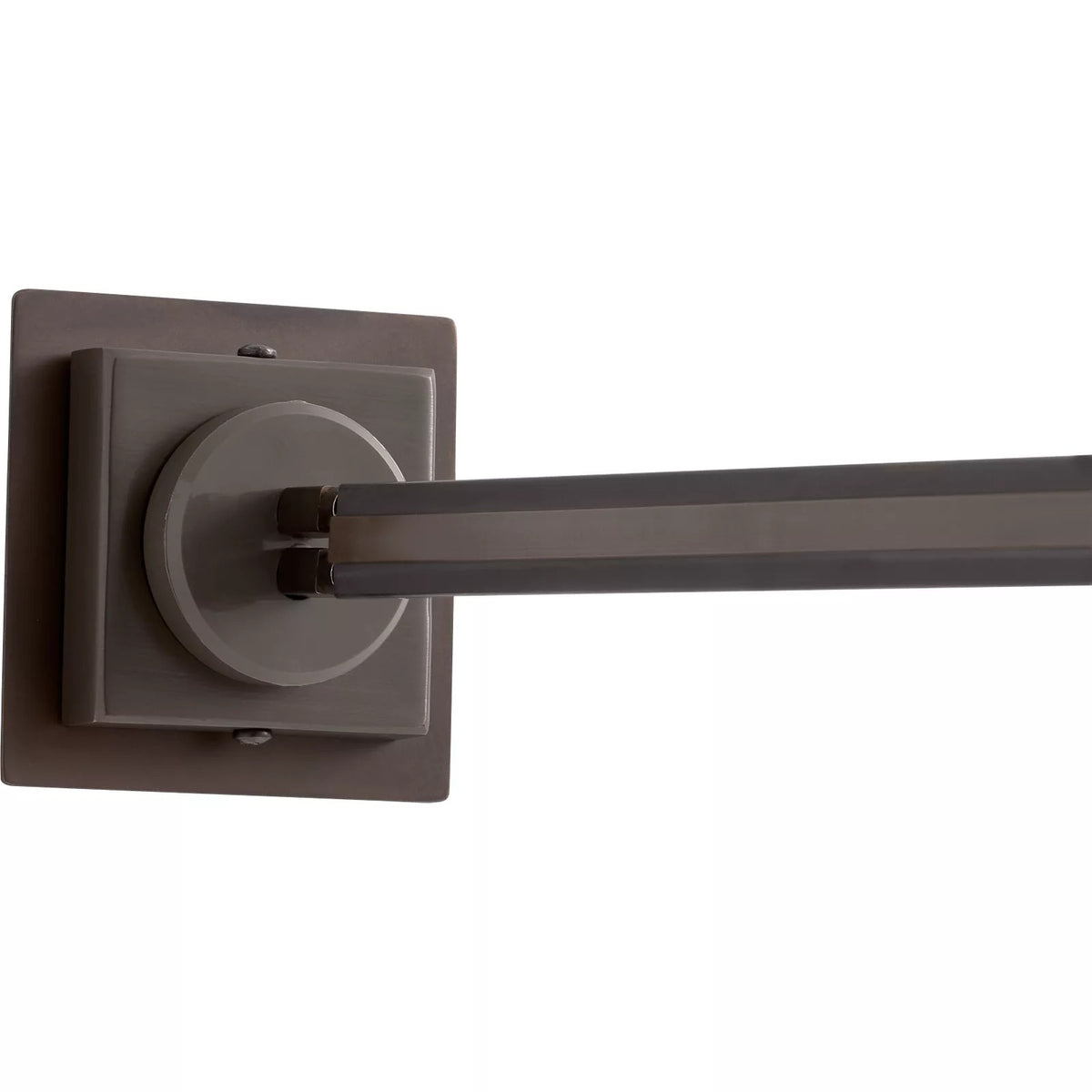 Visual Comfort MonoRail 2" Square Direct-End Power Feed in Antique Bronze, installed or detail view