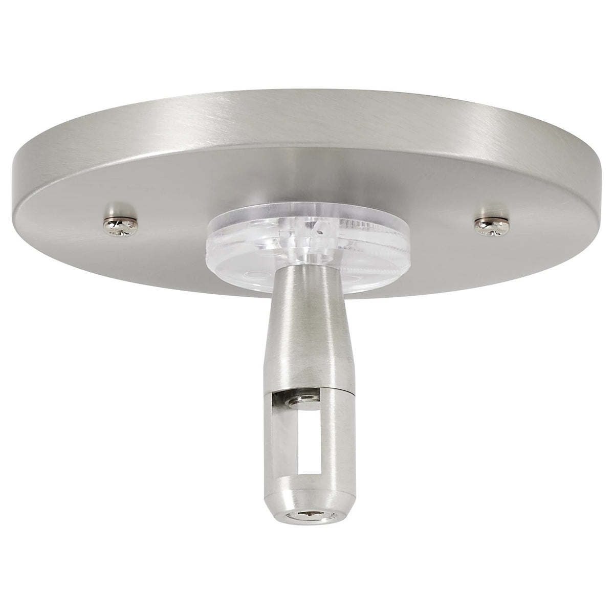 Visual Comfort MonoRail 4" Round Power Feed Canopy, Single-Feed in Satin Nickel, alternate angle