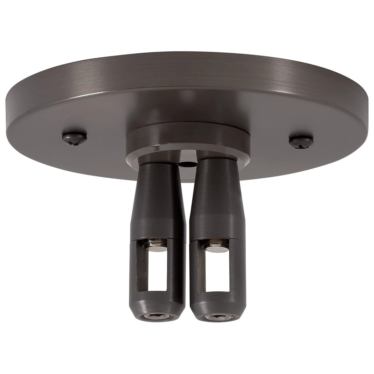 Visual Comfort MonoRail 4" Round Power Feed Canopy, Dual-Feed in Antique Bronze, product photo
