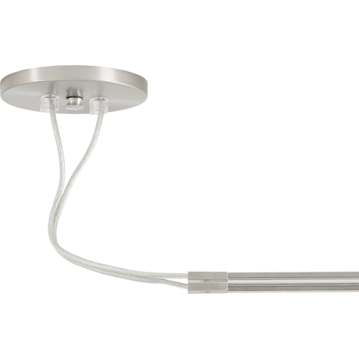Visual Comfort MonoRail End Power Feed in Satin Nickel, installed or detail view