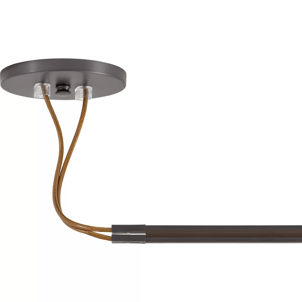 Visual Comfort MonoRail End Power Feed in Antique Bronze, installed or detail view