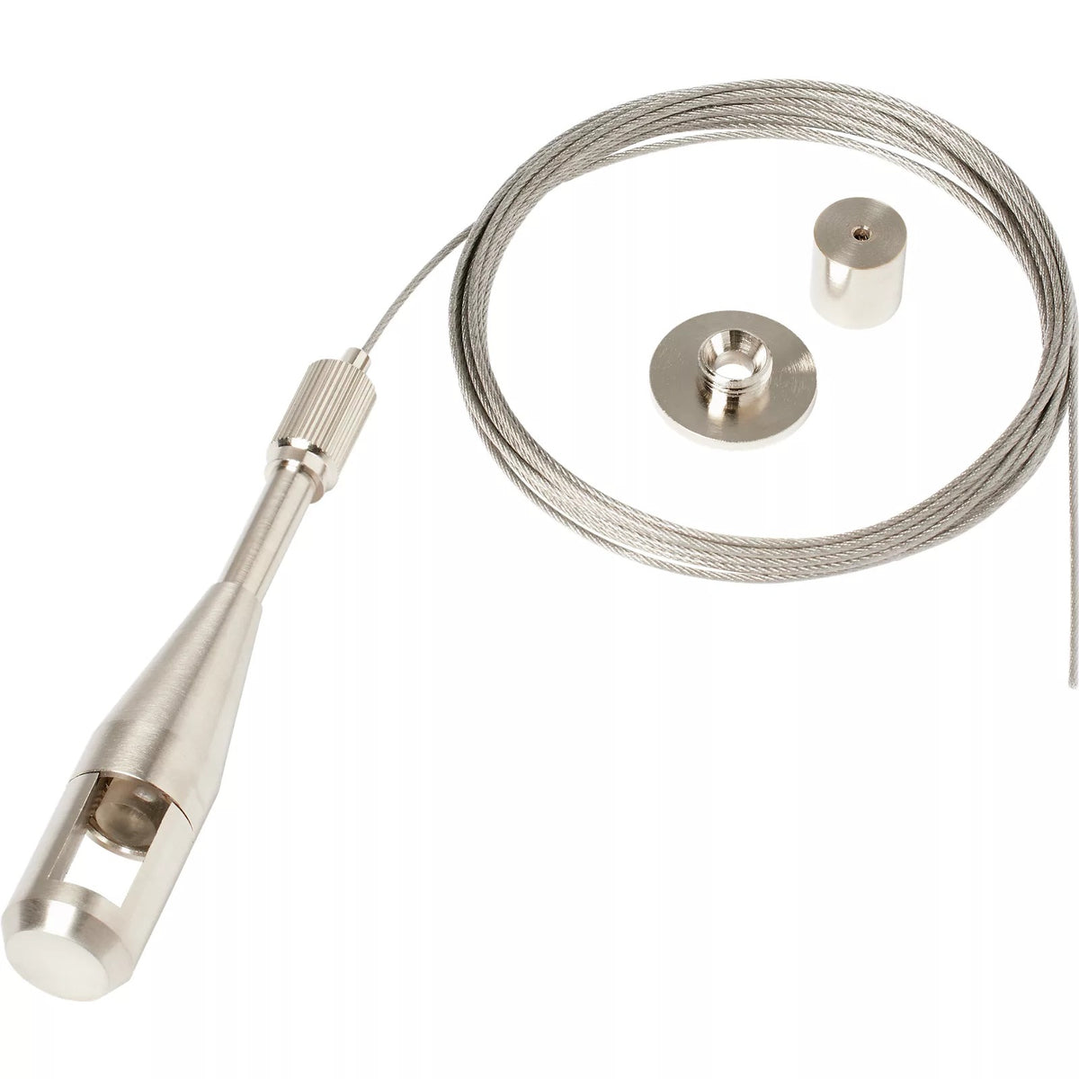 Visual Comfort MonoRail Adjustable Standoff in Satin Nickel, installed or detail view