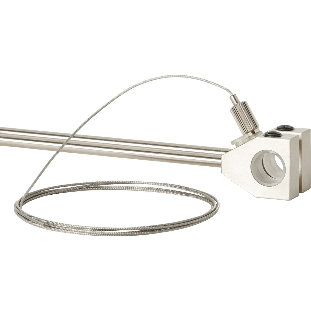 Visual Comfort MonoRail Power Outside Rigger in Satin Nickel, installed or detail view