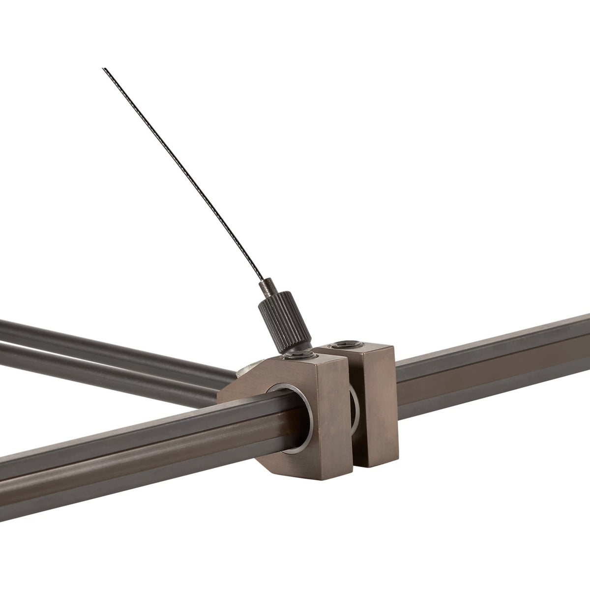 Visual Comfort MonoRail Power Outside Rigger in Antique Bronze, installed or detail view