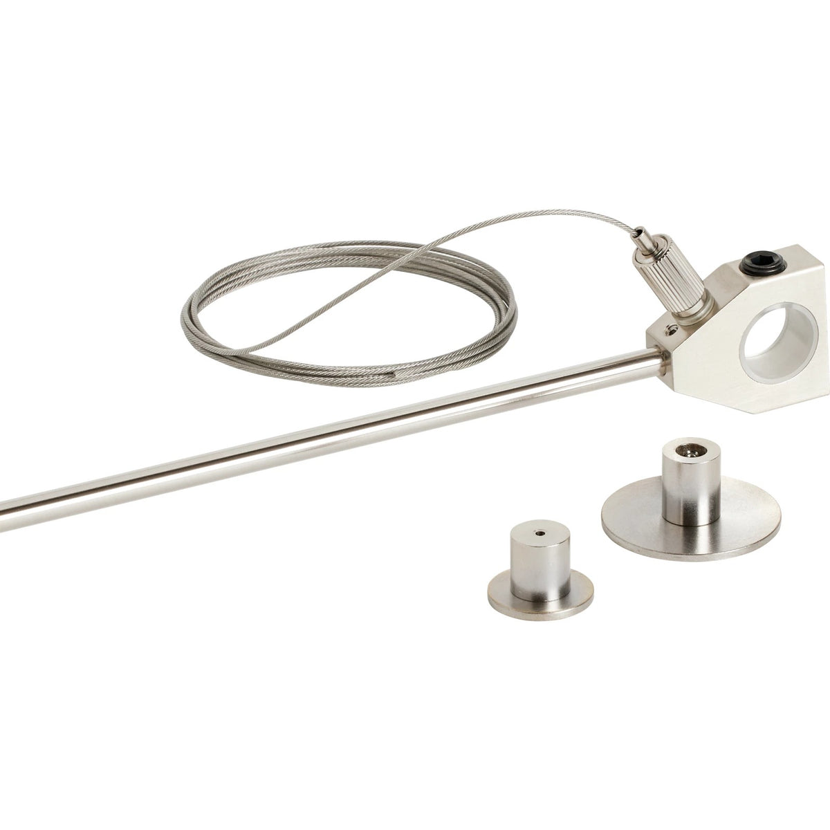 Visual Comfort MonoRail Support Outside Rigger in Satin Nickel, installed or detail view