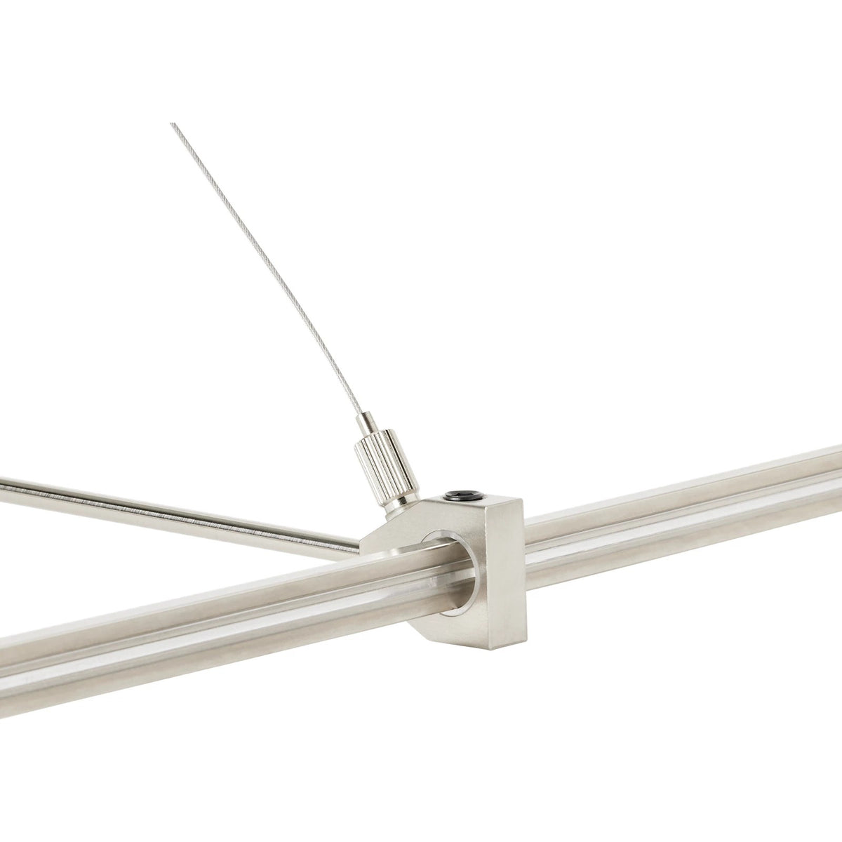 Visual Comfort MonoRail Support Outside Rigger in Satin Nickel, installed or detail view