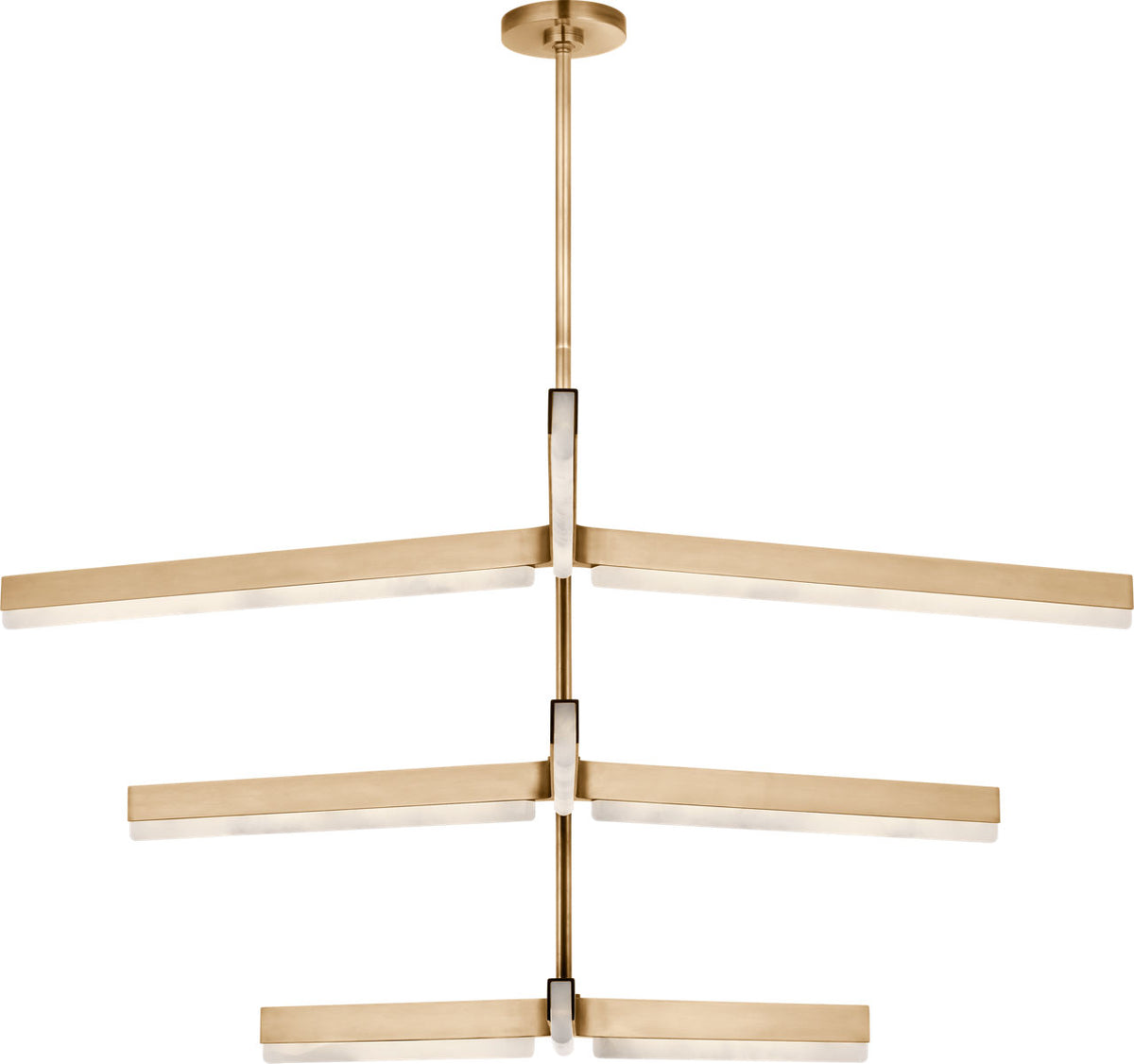 Linea 56 Three Tier LED Chandelier in Hand-Rubbed Antique Brass, product photo