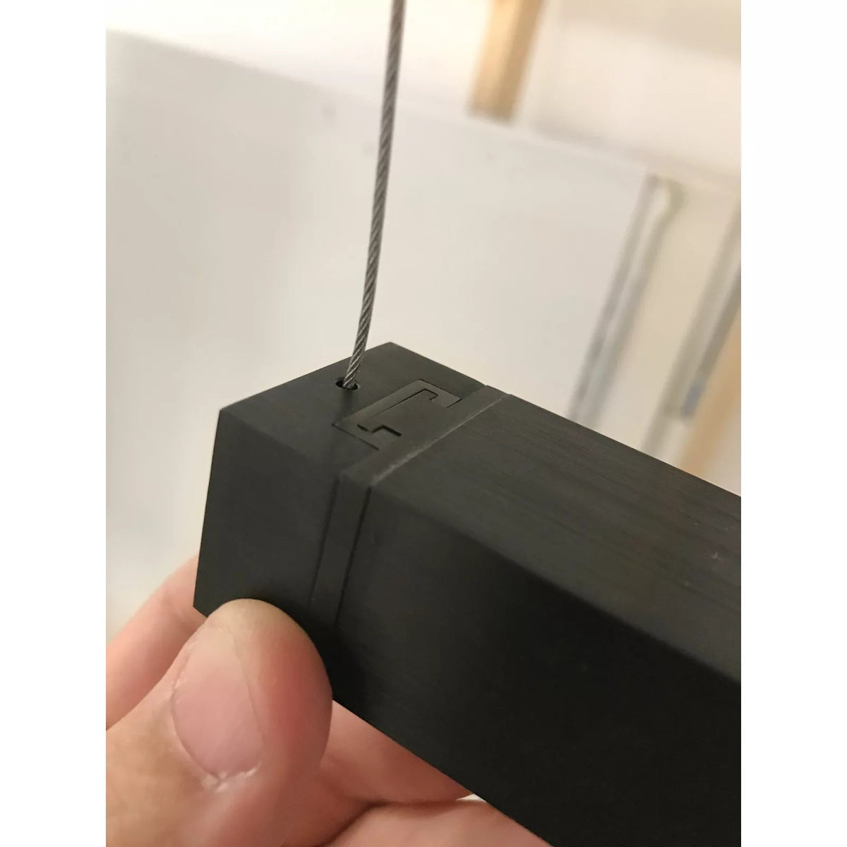 Visual Comfort Dyna Mechanical Connector in Anodized Black, installed or detail view