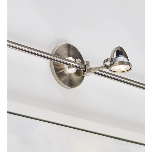 Visual Comfort Wall MonoRail 4" Round Power Feed Canopy in Satin Nickel, installed or detail view