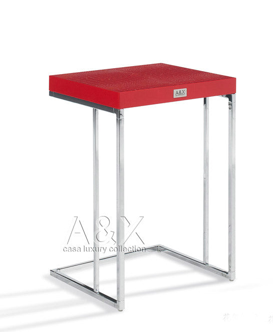 A&X Amelia Modern Red Crocodile Lacquer End Table Set