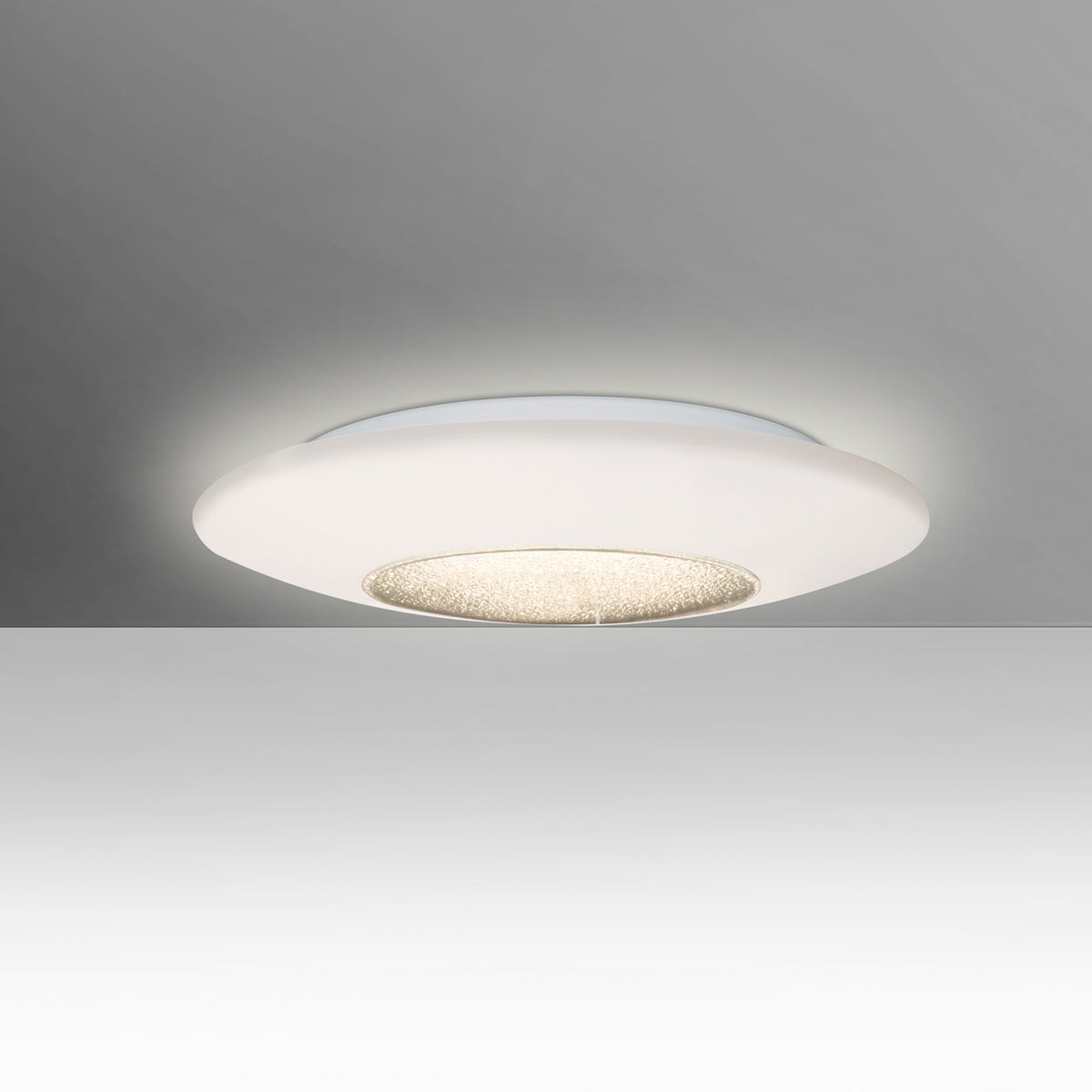 Besa Viva 16 opal and prismatic glass flush mount, studio view