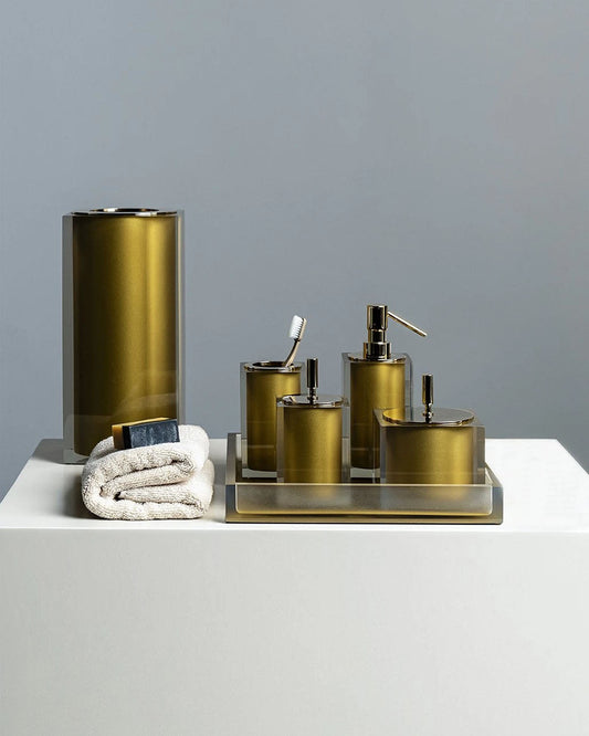 Vallvé Gloss Gold swabs holder in clear resin and gold – photo 1