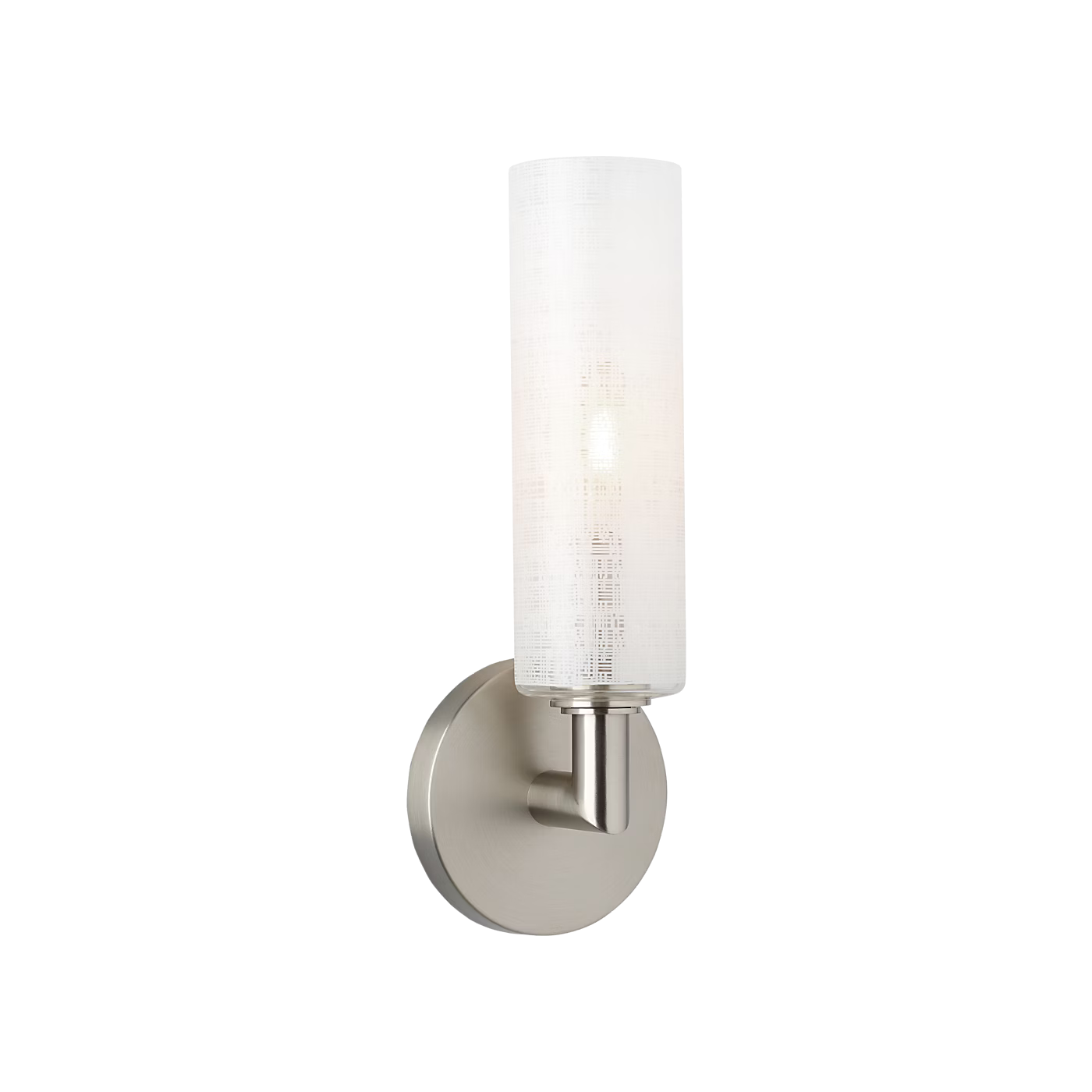 Vetra Linen Glass Wall Sconce Satin Nickel by Visual & Comfort & Co