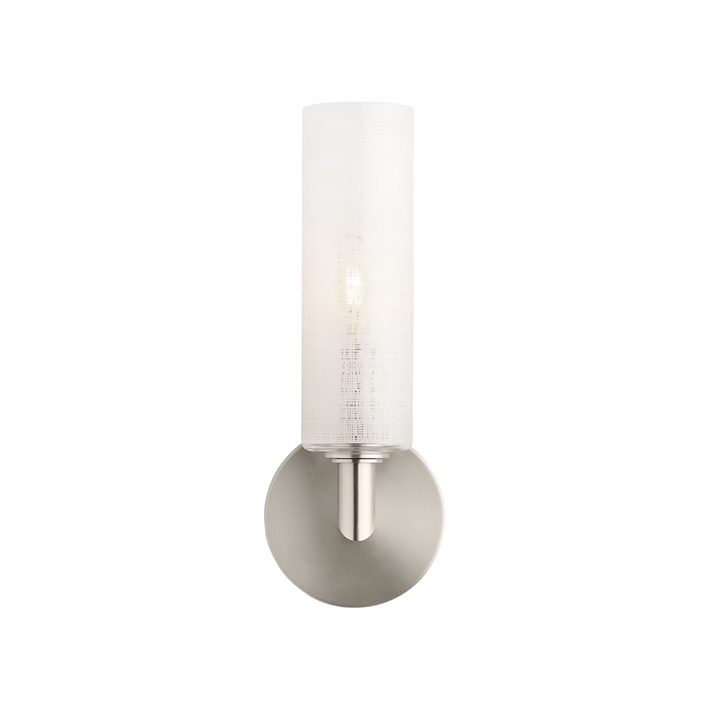 Vetra Linen Glass Wall Sconce Satin Nickel by Visual & Comfort & Co