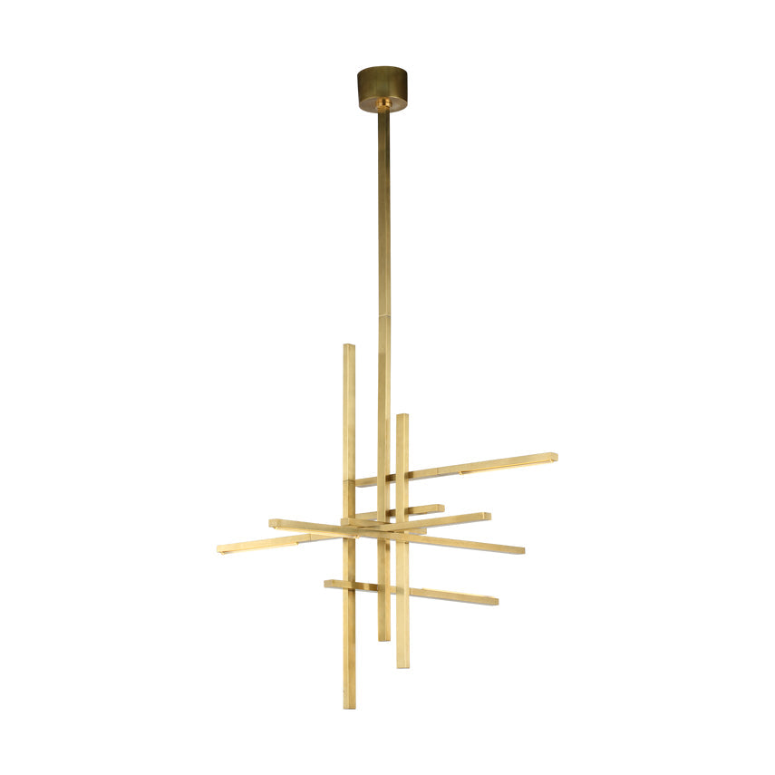 Large Geometric Crystal LED Chandelier Natural Brass by Visual & Comfort & Co
