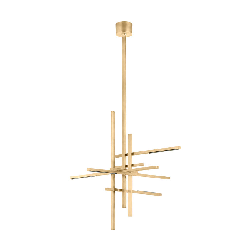 Large Geometric Crystal LED Chandelier Natural Brass by Visual & Comfort & Co