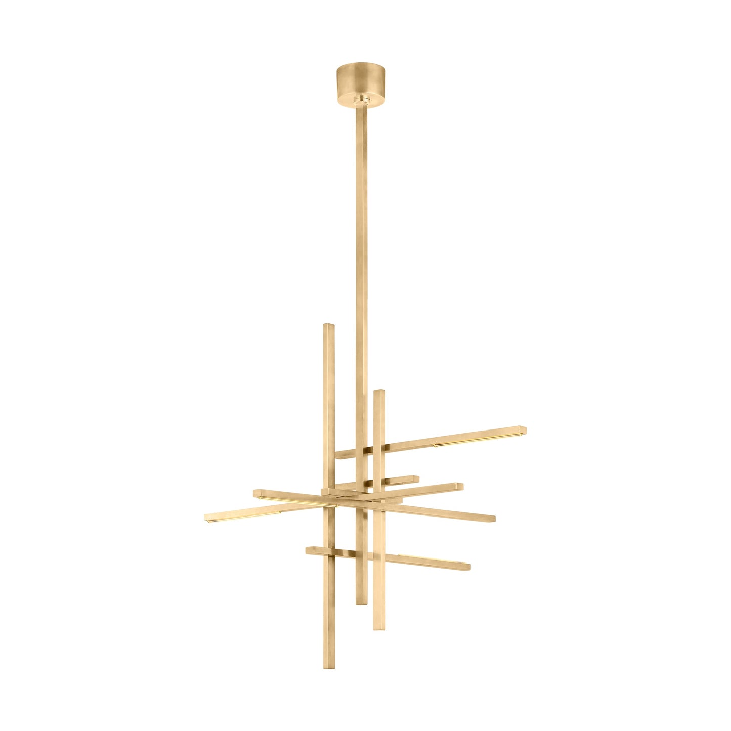 Large Geometric Crystal LED Chandelier Natural Brass by Visual & Comfort & Co