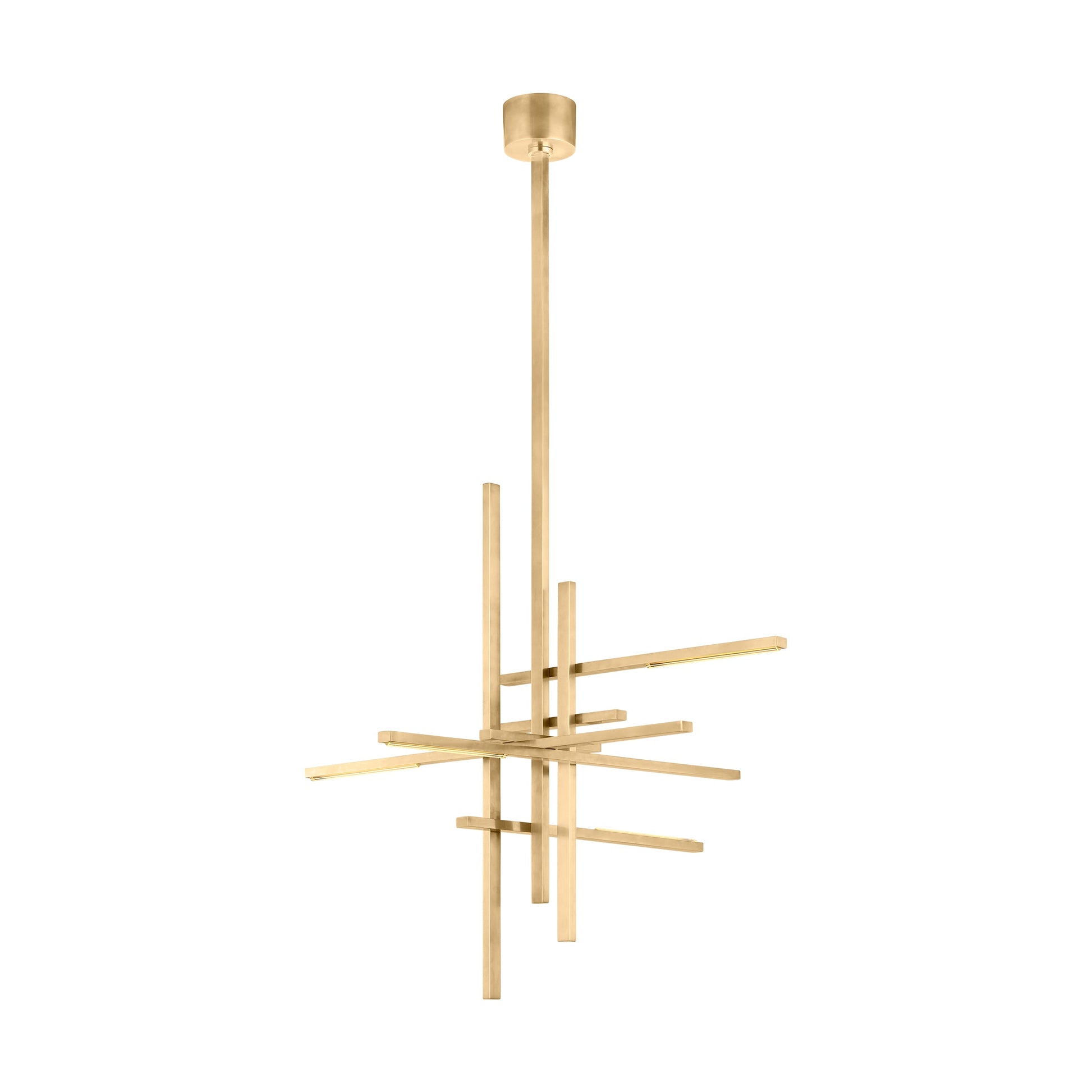 Large Geometric Crystal LED Chandelier Natural Brass by Visual & Comfort & Co