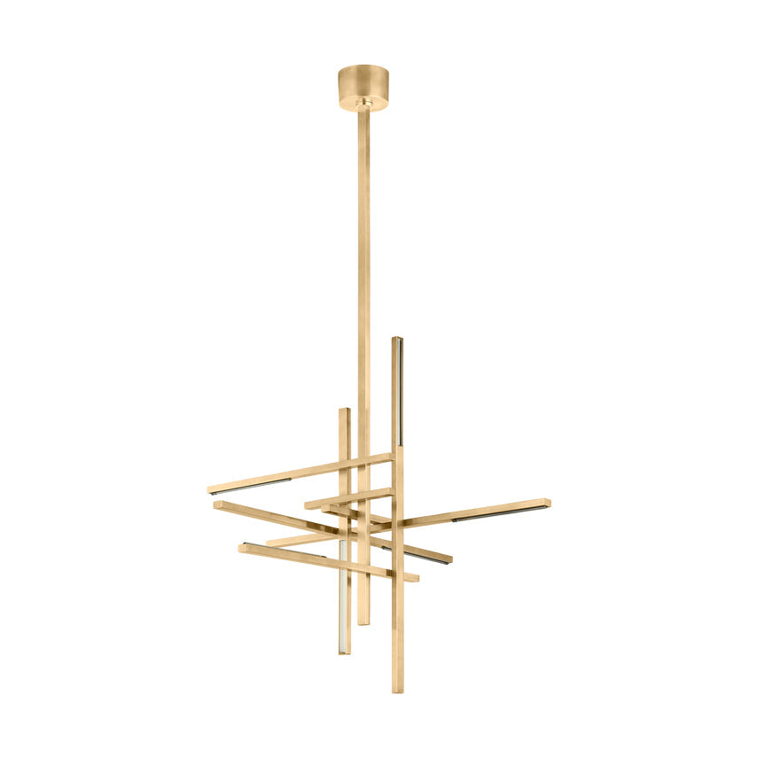 Large Geometric Crystal LED Chandelier Natural Brass by Visual & Comfort & Co
